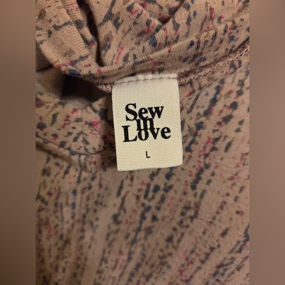 Sew In Love Taupe Multi-Stripe Tiered V-Neck Tunic - Picture 2 of 4